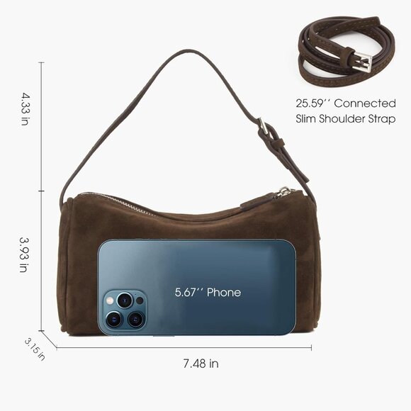 Luxurious Premium Suede Small Shoulder Bag - Women’s Adjustable Crossbody Style - Picture 2 of 8